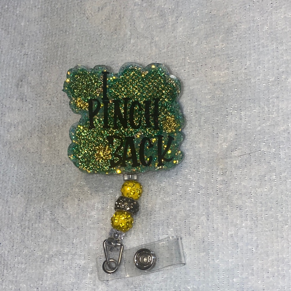 Green Glitter Badge Reel